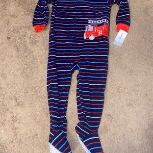 BNWT- Carter’s Fleece Fire Truck Zippered Footie Pajamas Size 24 Months.